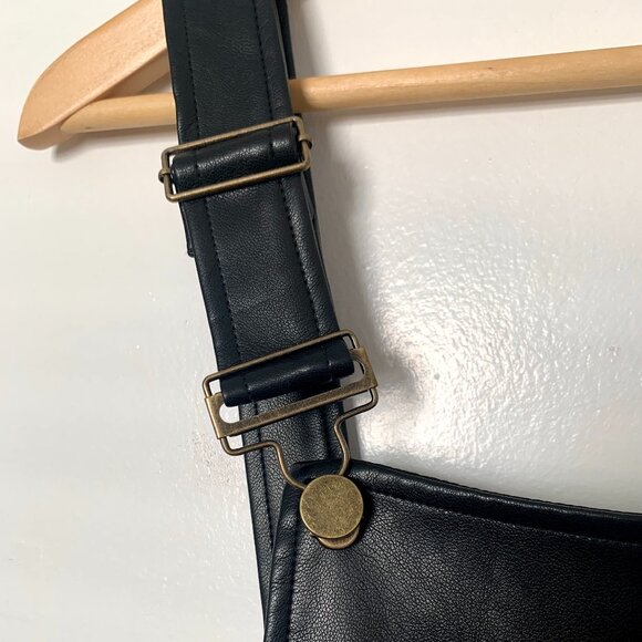 Akira Faux Leather Black Overalls Dress Whimsigoth Fairy Vampire Goth Vampire - Picture 9 of 15